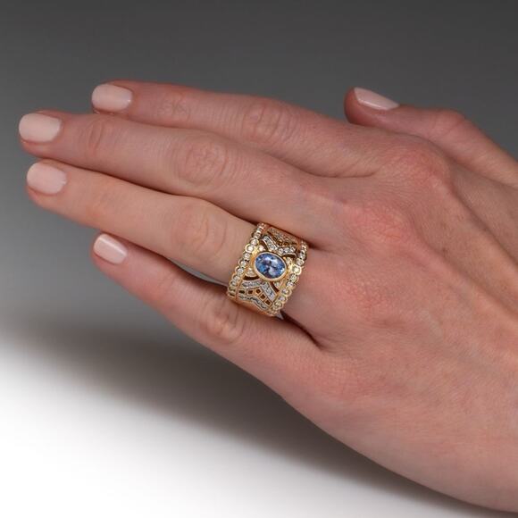 Vintage Natural sapphire diamond ring 14k - Picture 6 of 9